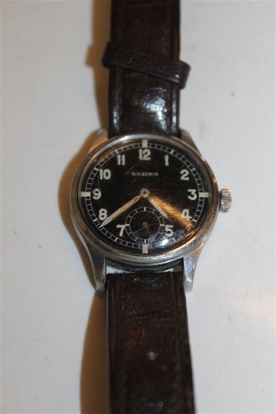 Siegerin WWII German military wristwatch, black dial